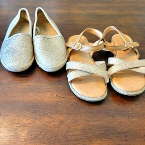 Girls Size 11 Gold Sparkly Shoes - 2 pairs